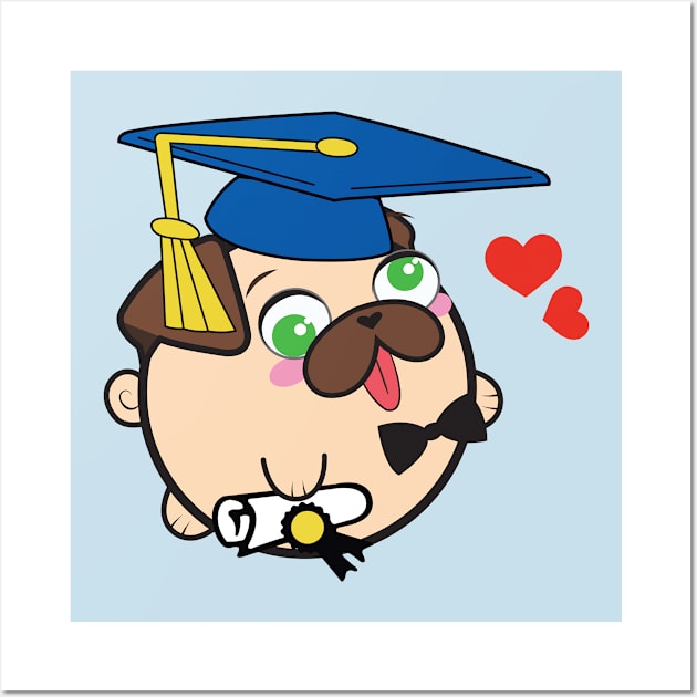 Doopy the Pug Puppy - Graduation Wall Art by Poopy_And_Doopy